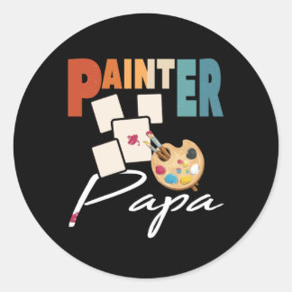 Sticker Rond Peintre Papa Artiste Design Pour Fête des pères