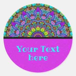 Sticker Rond Peinture à la main Mandala Horloge Face 4