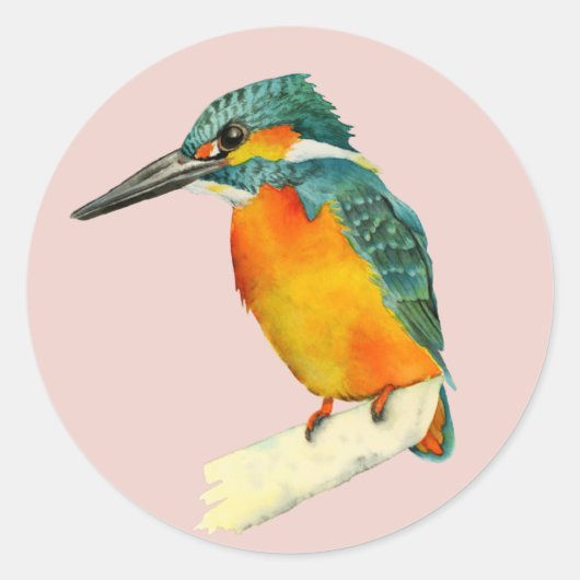 Sticker Rond Peinture à l'aquarelle Kingfisher Bird (Devant)