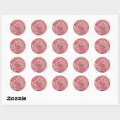 Sticker Rond Peinture à l'aquarelle rose (Feuille)