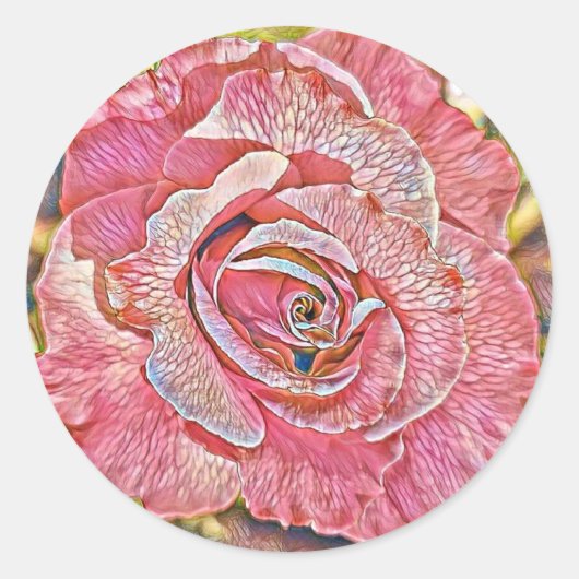 Sticker Rond Peinture à l'aquarelle rose (Devant)
