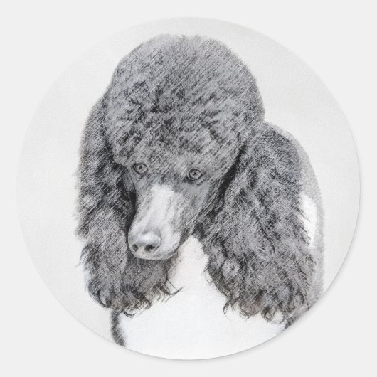 Sticker Rond Peinture à paille noire standard - Art du chien (Devant)