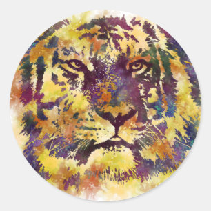 Sticker Rond Peinture Abstraite de Lion