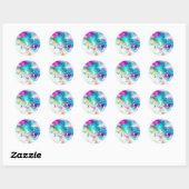Sticker Rond Peinture Abstraite mignonne (Feuille)