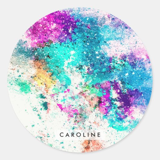 Sticker Rond Peinture Abstraite mignonne (Devant)