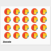 Sticker Rond Peinture Abstraite rouge moderne (Feuille)