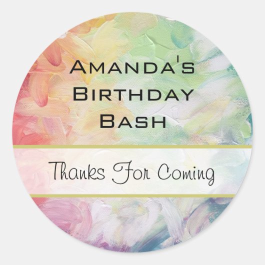 Sticker Rond Peinture Abstraite texturée épaisse Anniversaire (Devant)