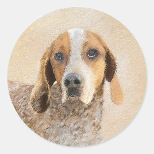 Sticker Rond Peinture américaine anglaise sur pilon - Chien Art