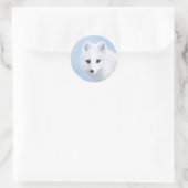 Sticker Rond Peinture Arctic Fox - Art original de la faune (Sac)