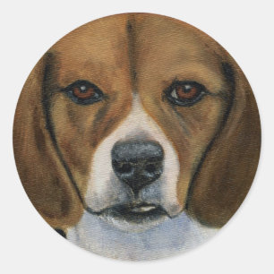 Sticker Rond Peinture beagle - Art de race de chien