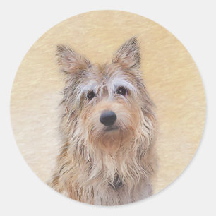 Sticker Rond Peinture Berger Picard - Joli art original chien