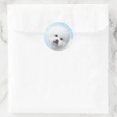 Sticker Rond Peinture Bichon Frise - Cute Original Chien Art (Sac)