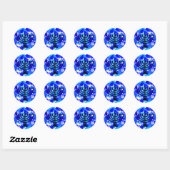 Sticker Rond Peinture bleue Menorah (Feuille)