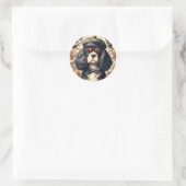 Sticker Rond Peinture Cavalier King Charles Spaniel (Sac)