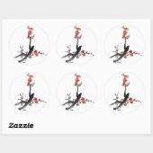 Sticker Rond Peinture chinoise de fleurs, fleurs de prune (Feuille)