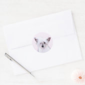 Sticker Rond Peinture chinoise en poudre - Art Chien (Enveloppe)