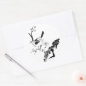 Sticker Rond Peinture chinoise, fleur de prune et oiseau (Enveloppe)