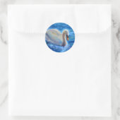 Sticker Rond Peinture d'aquarelle blanche pour cygne (Sac)