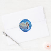 Sticker Rond Peinture d'aquarelle blanche pour cygne (Enveloppe)