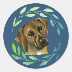 Sticker Rond Peinture d'aquarelle de chien de Rhodesian