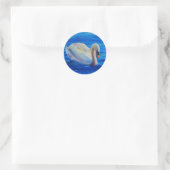 Sticker Rond Peinture d'aquarelle de cygne blanc, sauvagine, oi (Sac)