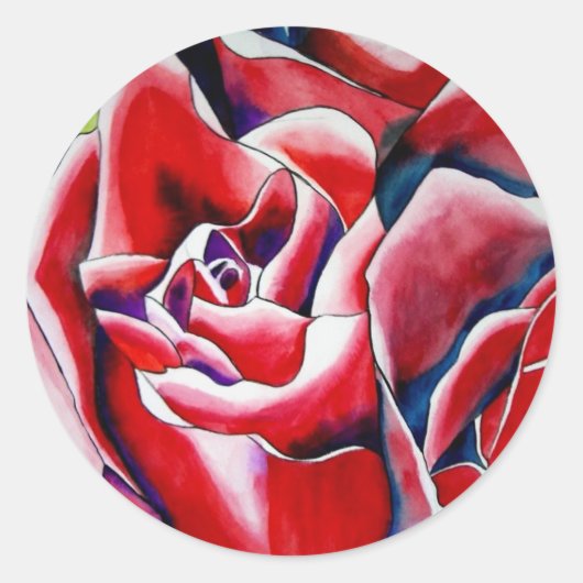 Sticker Rond Peinture d'aquarelle rose Roses (Devant)