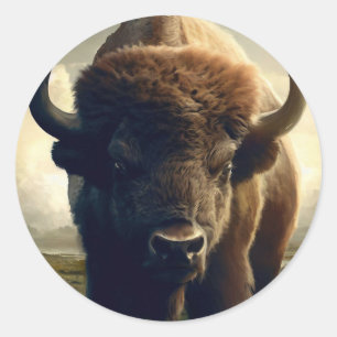 Sticker Rond Peinture de bison