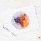 Sticker Rond Peinture de chiot malinois - Mechelaar (Enveloppe)