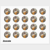 Sticker Rond Peinture de Chouette vintage (Feuille)