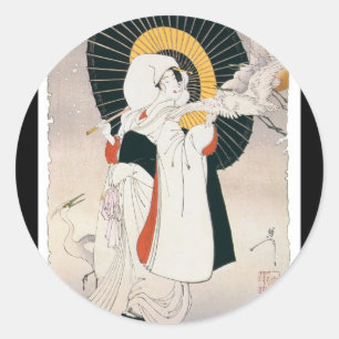Sticker Rond Peinture de façon saisissante belle de femme