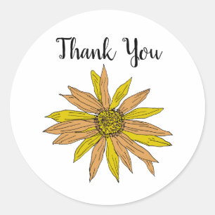 Sticker Rond Peinture de fleur de marguerite personnalisée Merc