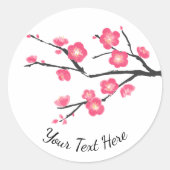 Sticker Rond Peinture de fleur de prunier (Devant)