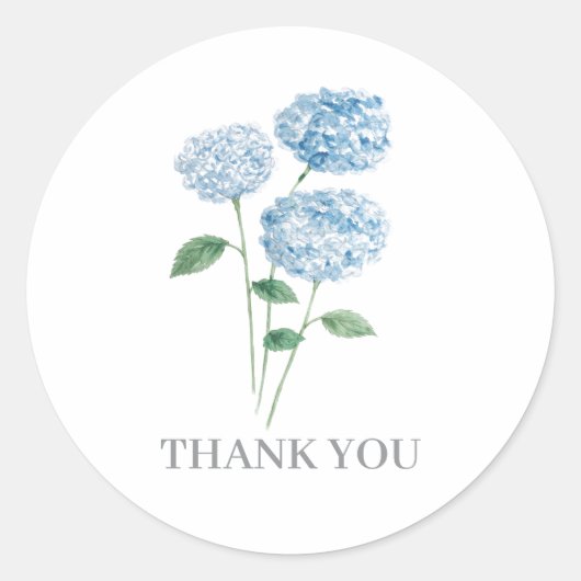 Sticker Rond Peinture de Fleur d'Hortensia Bleu Merci (Devant)