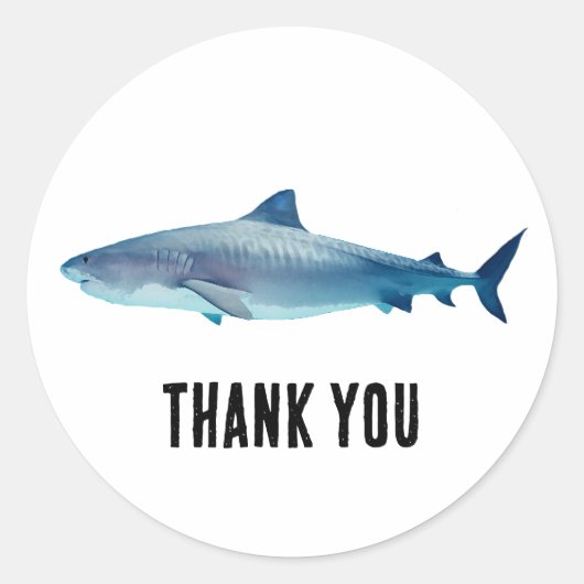 Sticker Rond Peinture de requin Merci côtier (Devant)