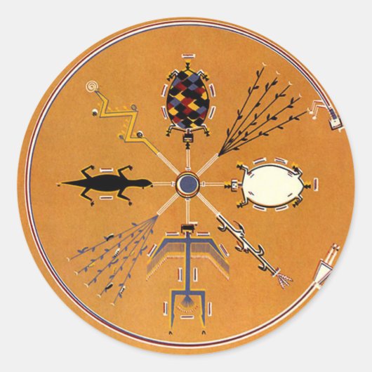 Sticker Rond Peinture de sable Tribal amérindien (Devant)