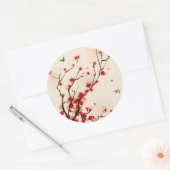 Sticker Rond Peinture de style oriental, fleur de prune au prin (Enveloppe)