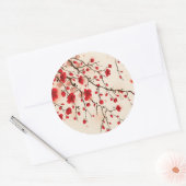 Sticker Rond Peinture de style oriental, fleur de prune au prin (Enveloppe)