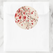 Sticker Rond Peinture de style oriental, fleur de prune au prin (Sac)