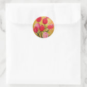 Sticker Rond Peinture de tulipes roses et rouges (Sac)