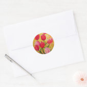 Sticker Rond Peinture de tulipes roses et rouges (Enveloppe)