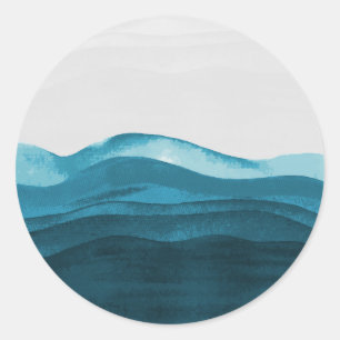 Sticker Rond Peinture des vagues