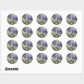 Sticker Rond Peinture d'iris romantique (Feuille)