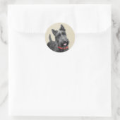 Sticker Rond Peinture écossaise Terrier - Cute Original Chien A (Sac)
