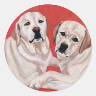 Sticker Rond Peinture en duo jaune du Labrador