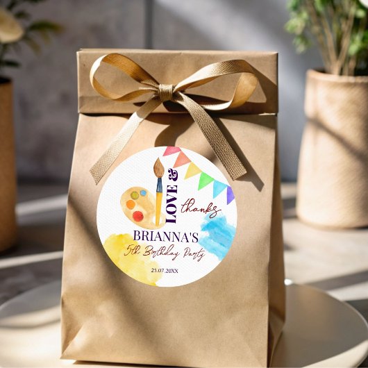 Sticker Rond Peinture et art de fête à thème fête monogrammed f