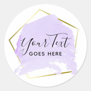 Sticker Rond Peinture et minimaliste or violet pastel