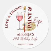 Sticker Rond Peinture et sip vin et soirée art (Devant)