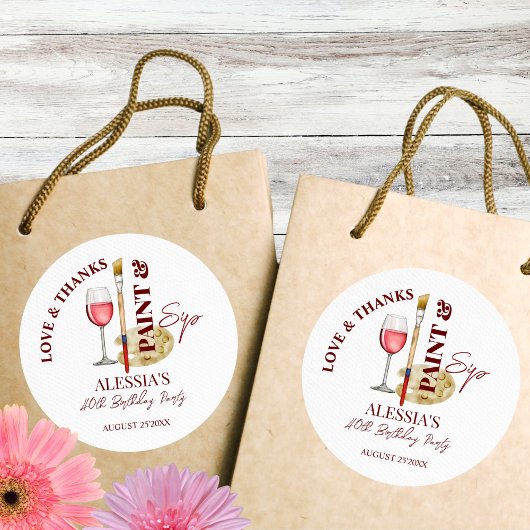 Sticker Rond Peinture et sip vin et soirée art