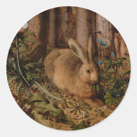 Sticker Rond Peinture européenne Rabbit Année Noël RS (Devant)