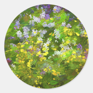 Sticker Rond Peinture fleur sauvage Impasto - Art Fleur Origina